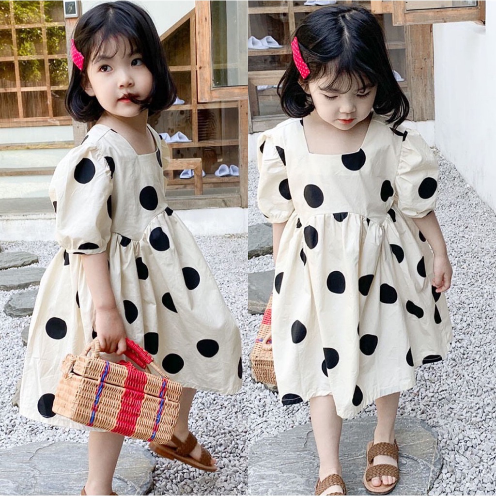 Váy đầm bé gái chấm bi kiểu dáng babydoll Hàn Quốc dễ thương và đáng yêu