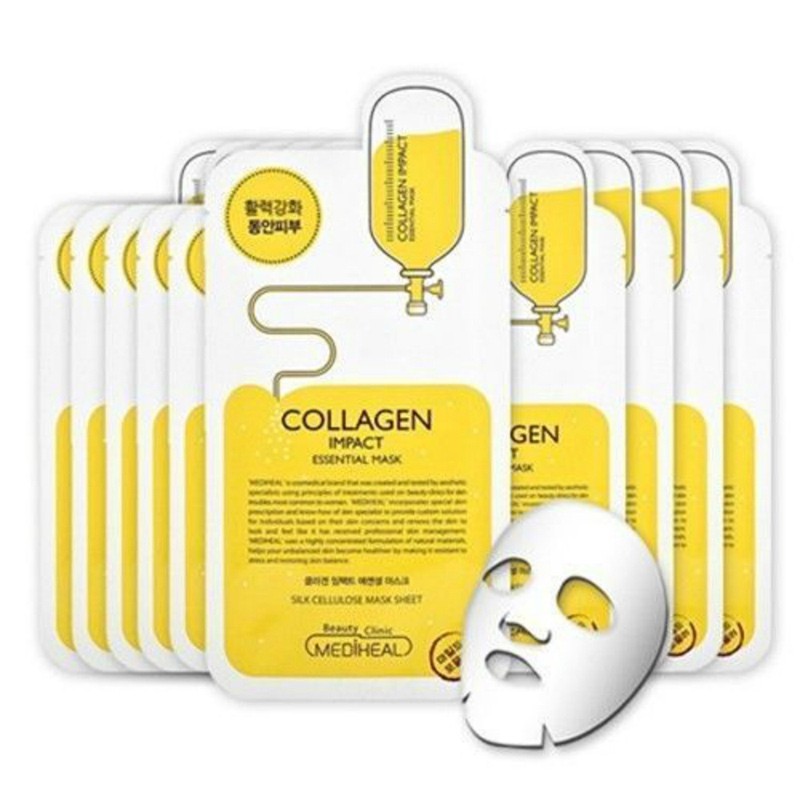 Hộp 10 Mặt Nạ Ngăn Ngừa Lão Hóa Da Mediheal Impact Essential Mask EX 24ml X [10 - COLLAGEN]