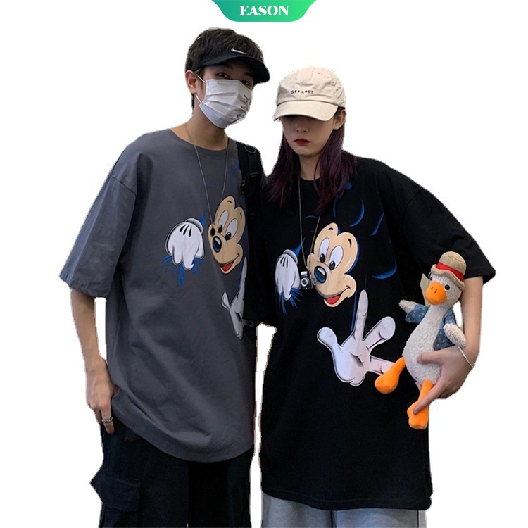 Áo Thun Tay Ngắn Dáng Rộng In Hình Mickey Hoạt Hình Phong Cách Hàn Quốc Thời Trang Mùa Hè Cho Nữ