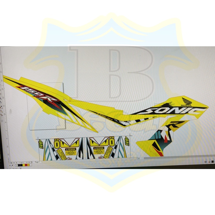 ( Quí khách vui lòng mang ra tiệm cho thợ dán ) Tem sonic 150 mẫu zin vàng v5