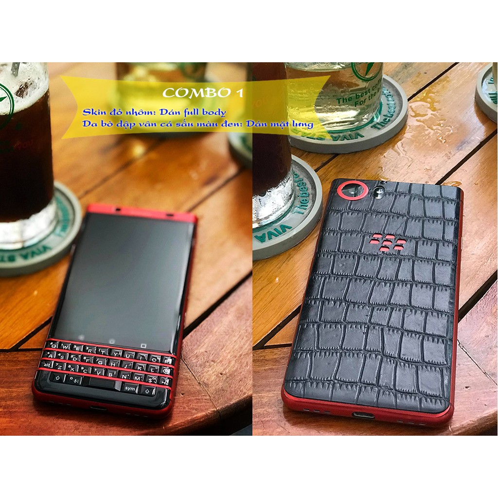 [ Hot_Sale ] Combo dán da + skin BlackBerry Keyone 1 - D15 -  Skin đỏ nhôm