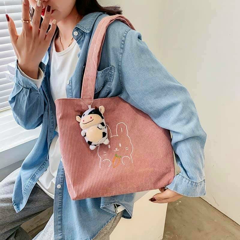 Túi tote Vải canvas mềm Đẹp Cực Hot có khóa miệng đựng vừa A4 tặng quà xinh