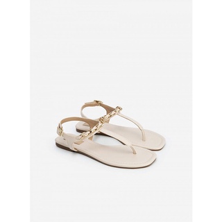 Vascara Giày Sandal T-Strap Quai Phối Xích - SDK 0321 - Màu Be
