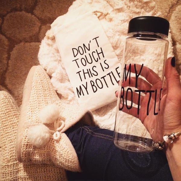 Túi Vải Canvas In Chữ Dây Rút Dùng Đựng Bình Nước 500ml - 600ml - 1000ml