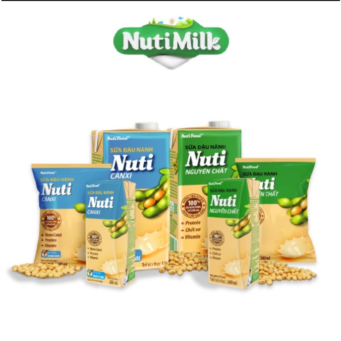 Combo 2 Sữa đậu nành Nuti Nguyên chất Hộp 1000ml/hộp