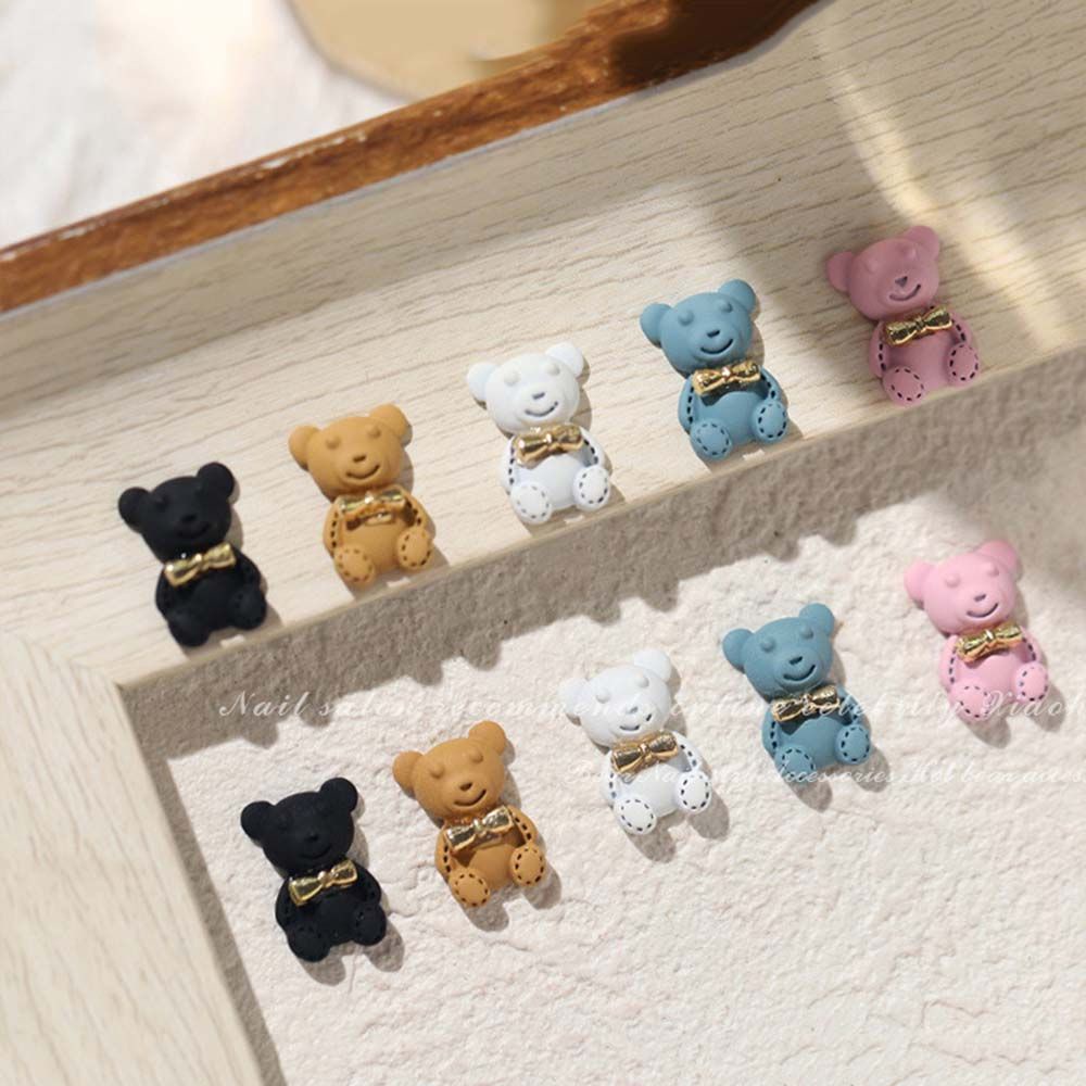 [Hàng mới về] Phụ kiện trang trí móng tay nhiều màu sắc hình gấu và nơ 3d dễ thương DIY