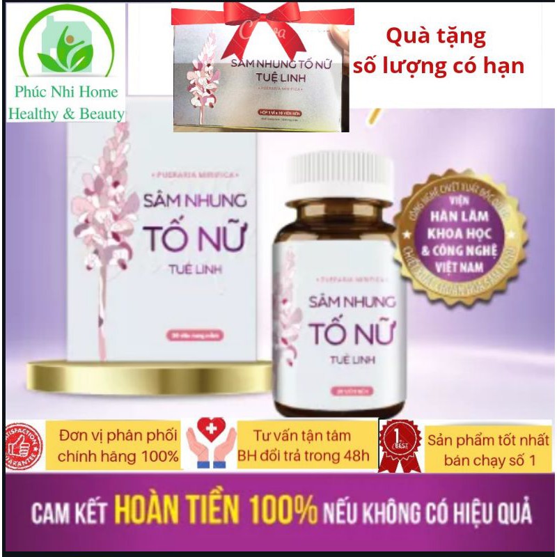 Sâm nhung tố nữ Tuệ Linh lọ 30 viên chính hãng mẫu mới, bổ sung nội tiết tố, duy trì sắc đẹp, sức khoẻ, sinh lý nữ