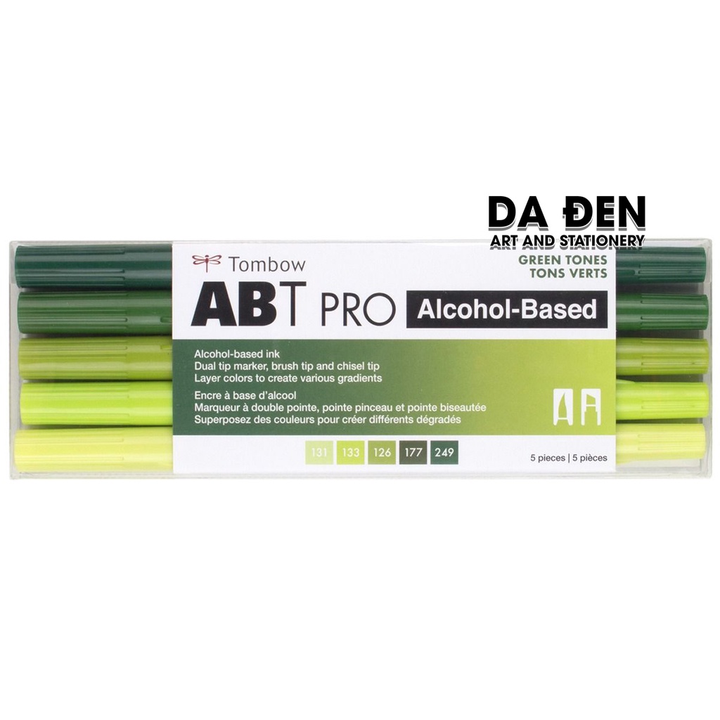 [DA ĐEN] Bộ 5 Bút Dual Marker Tombow ABT Pro - Green Tones