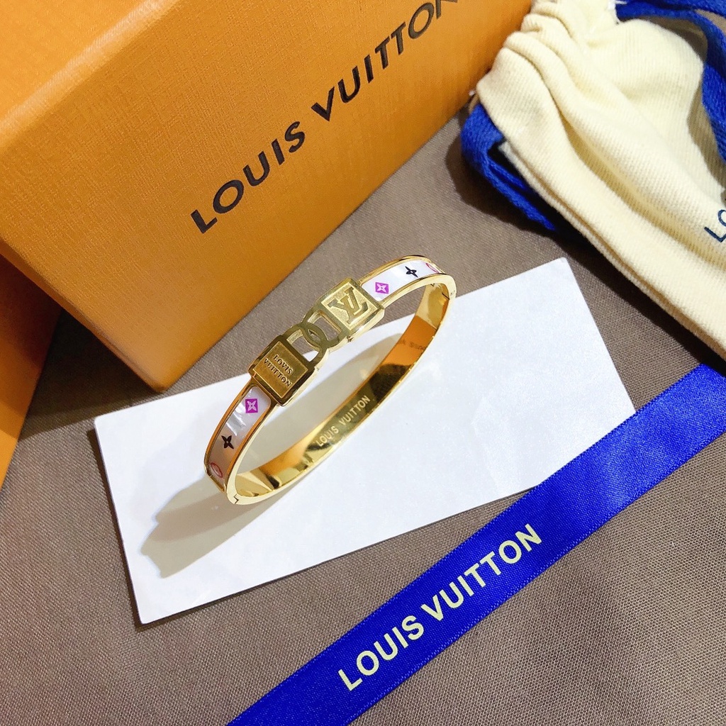 Lv Vòng Tay Louis Vuitton Bằng Thép Titan Dát Khảm Chữ Đơn Giản Cổ Điển Sang Trọng Không Phai Màu Không Phai Cho Nam Và Nữ