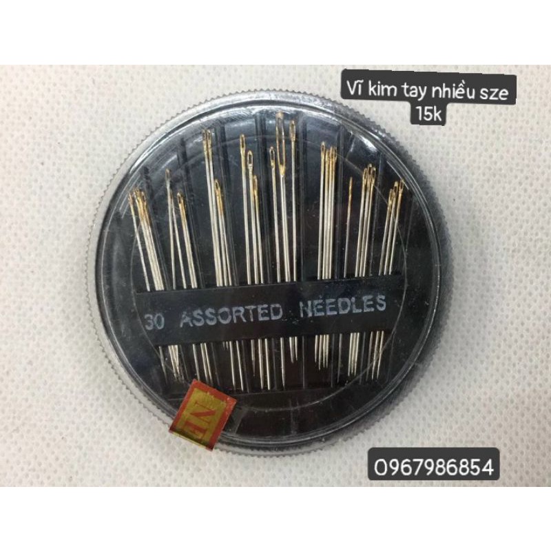 Kim khâu tay đủ size nhỏ đến lớn trong 1 hộp gồm 30 cây