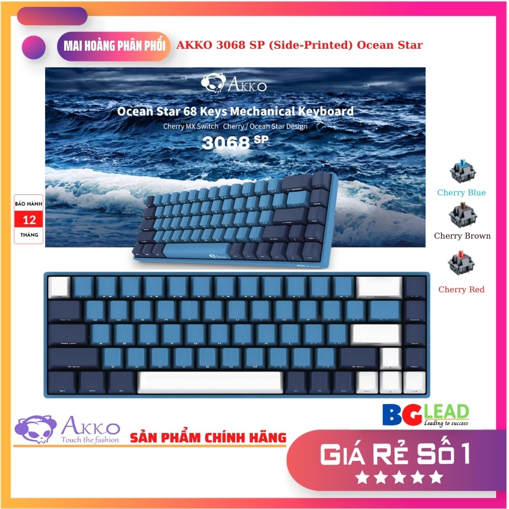 Bàn phím cơ AKKO 3068 SP (Side-Printed) - Ocean Star Cherry Switch