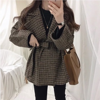 KHOÁC DẠ  dáng dài kèm đai nơ + [ảnh thật]