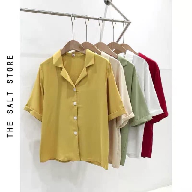 Áo sơmi lụa trơn