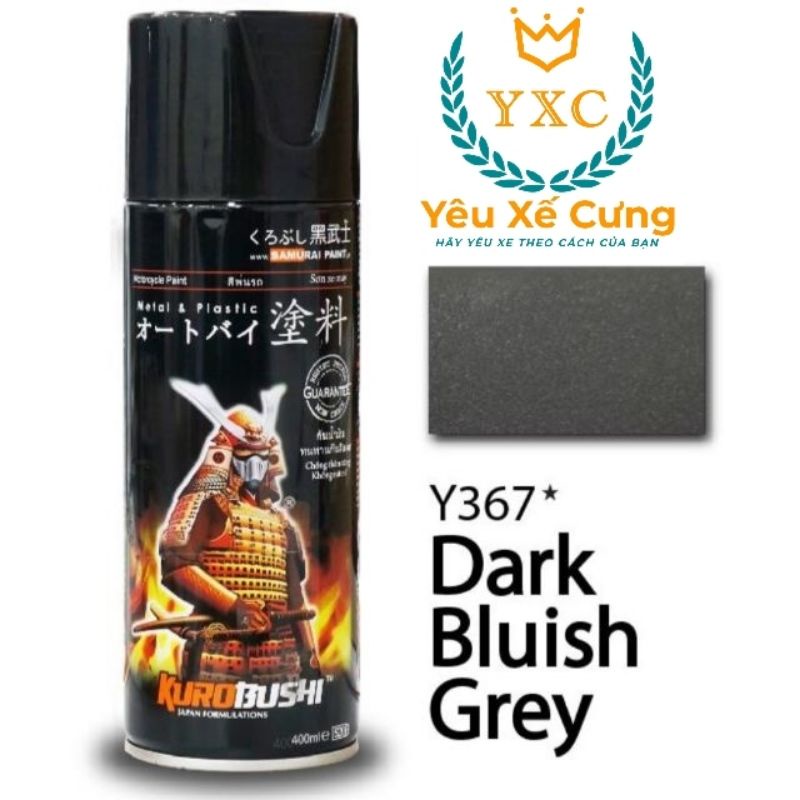 Y367 _ Chai sơn xịt sơn xe máy Samurai Y367 màu Xám đậm Dark Bluish Grey