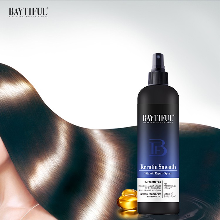 Xịt dưỡng BAYTIFUL 250ml Keratin Smooth Vitamin Hair Spray phục hồi hư tổn, chống cháy, ngăn phai màu tóc