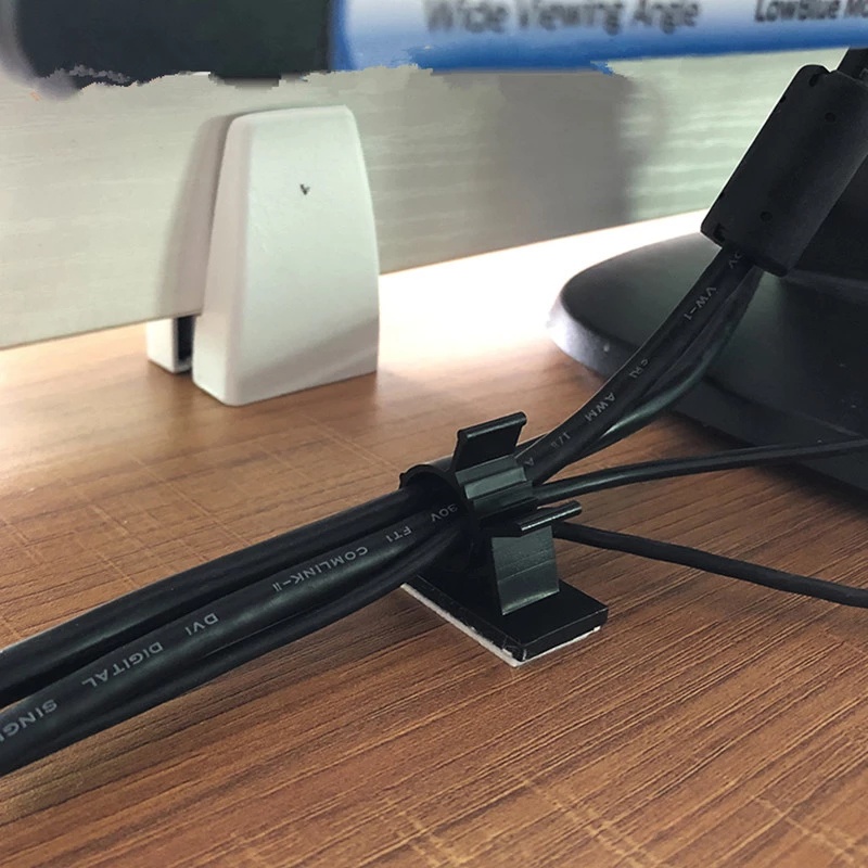 Kẹp Cố Định Dây Cáp / Dây Cáp Tự Dính Bằng Nhựa Màu Đen Có Thể Điều Chỉnh Cho TV / PC / Văn Phòng / Nhà Ở