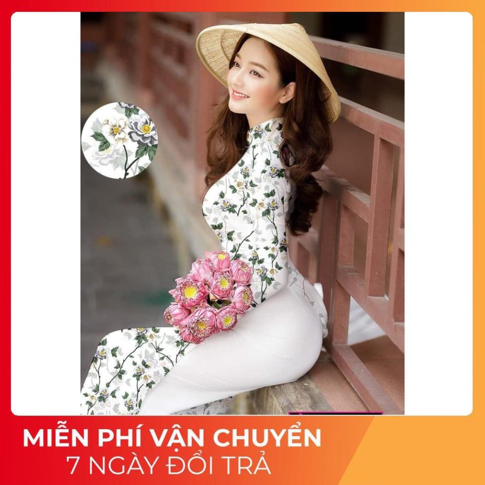 Áo dài đẹp_áo dài in hoa _áo dài may sẵn chất đẹp