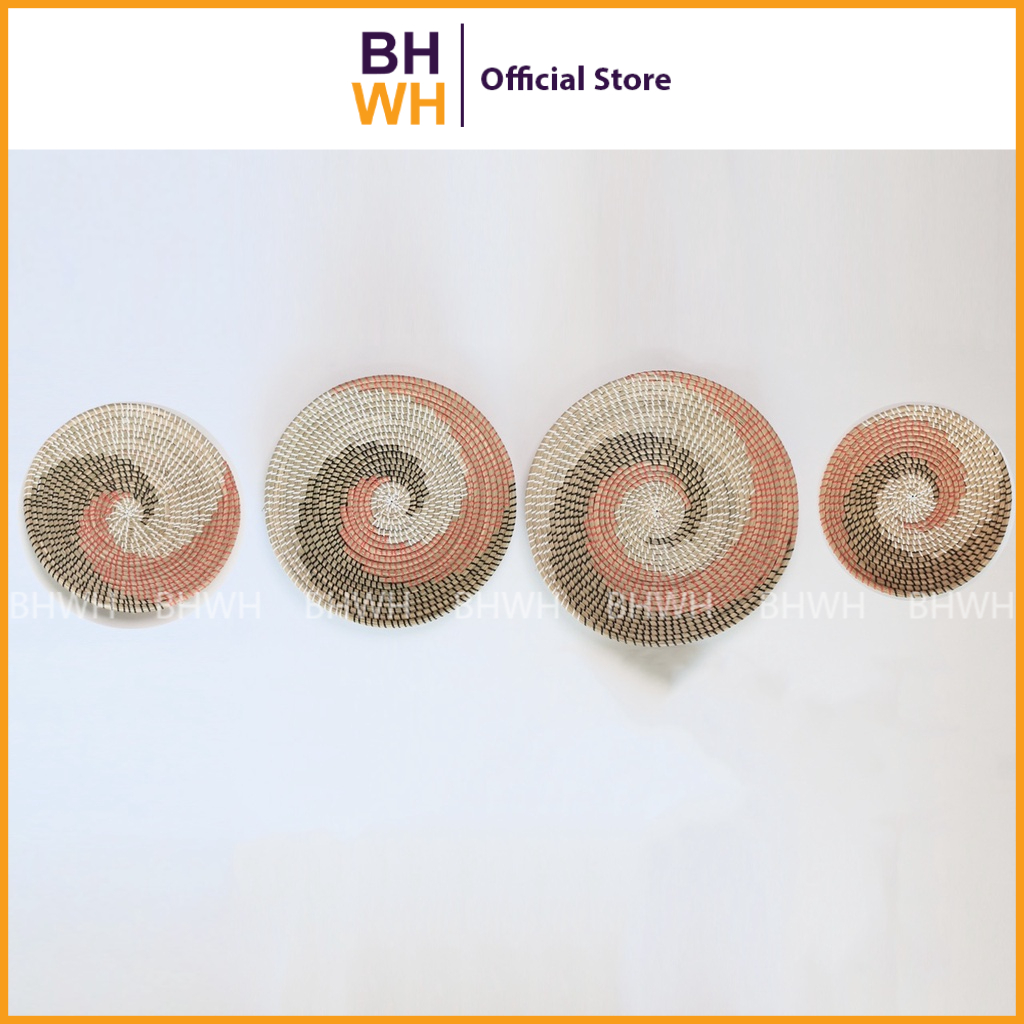 Đĩa cói xoắn óc cam trang trí BHWH. Dùng để đựng trái cây, làm mâm ngũ quả, trang trí tường phòng khách, nhà hàng