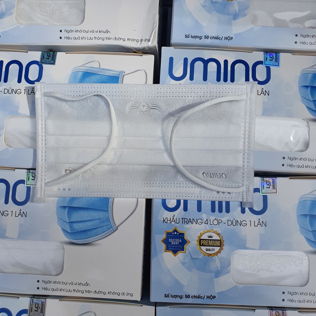 Khẩu trang y tế 4 lớp UMINO chính hãng hộp 50 chiếc màu trắng