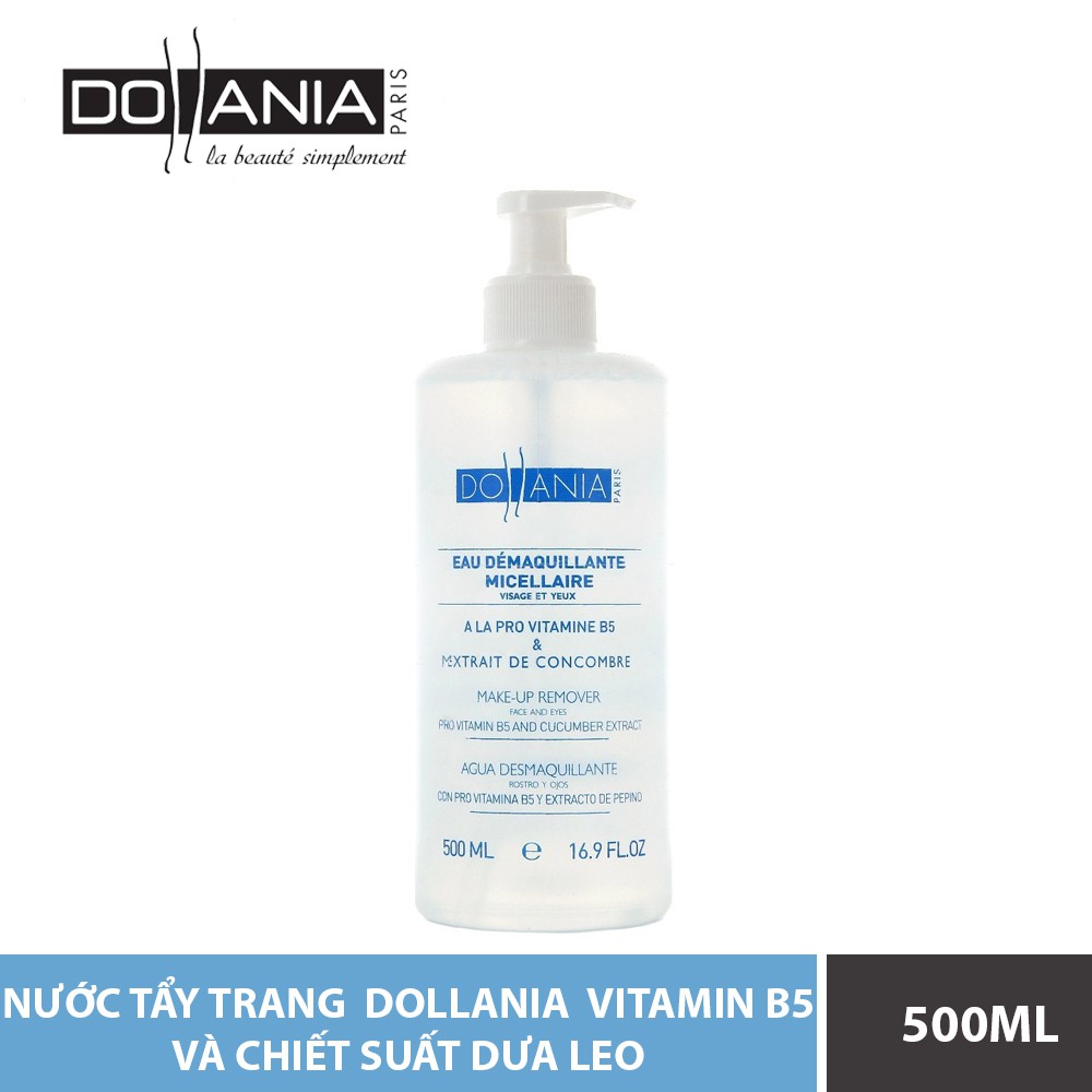 Nước tẩy trang Dollania Micellaire Pro Vitamin B5 & Tinh chất dưa leo 500ml (9122)