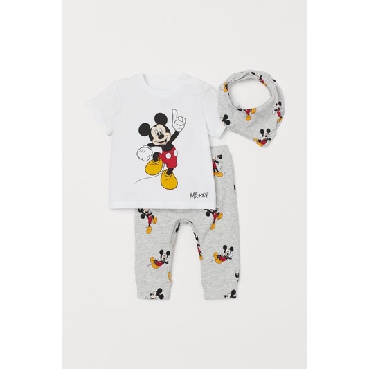 Set bộ hè áo ngắn tay,quần dài, khăn yếm cotton thun cho bé trai size 18-24m 2-3y 3-4y