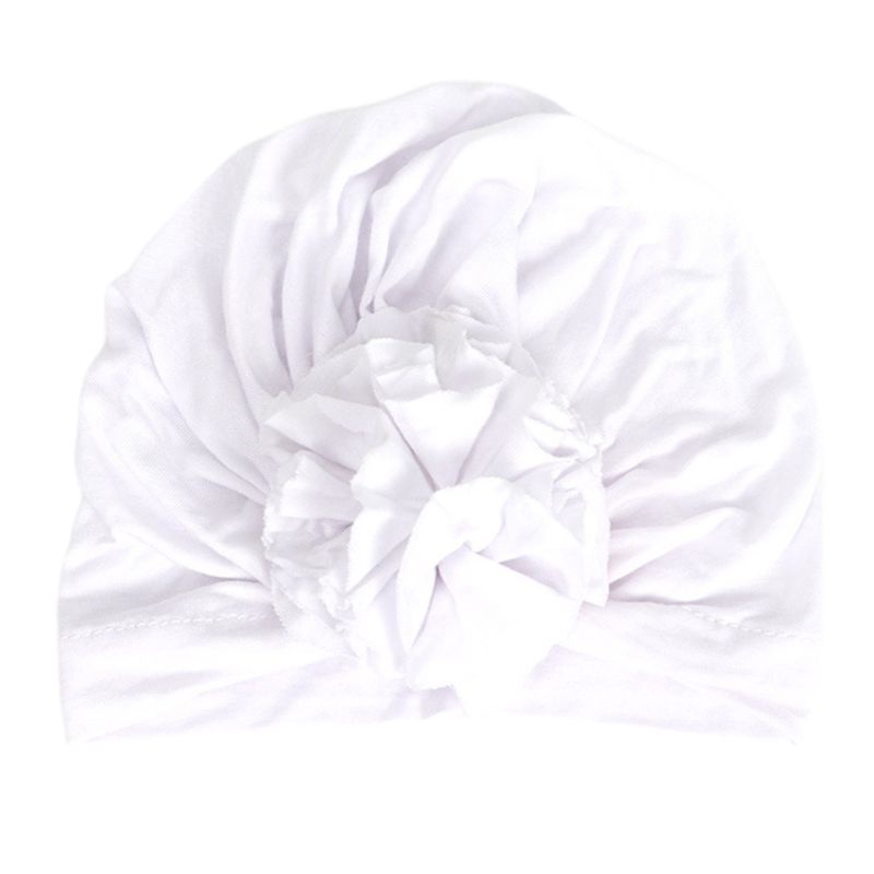 Mũ Turban Cotton Mềm Mại Màu Trơn Xếp Nếp Nhăn Cho Bé Sơ Sinh
