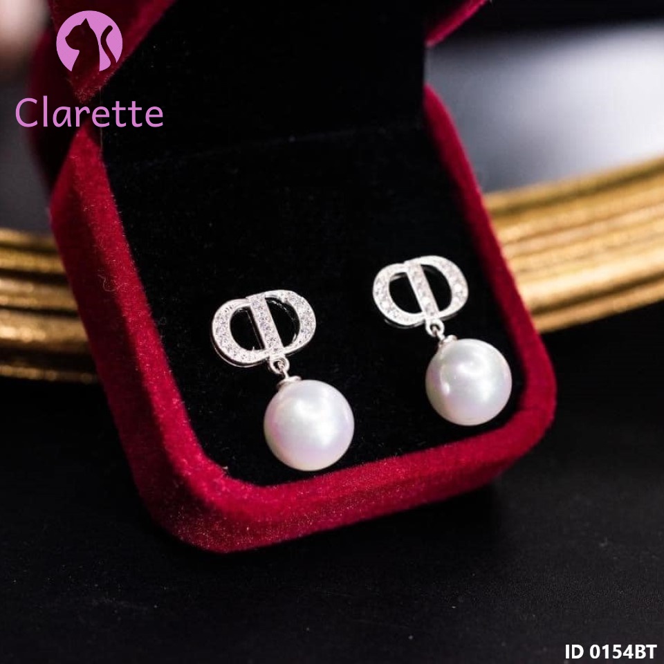 Bông tai bạc hình logo Chà Neo và Di or Clarette 0154BT