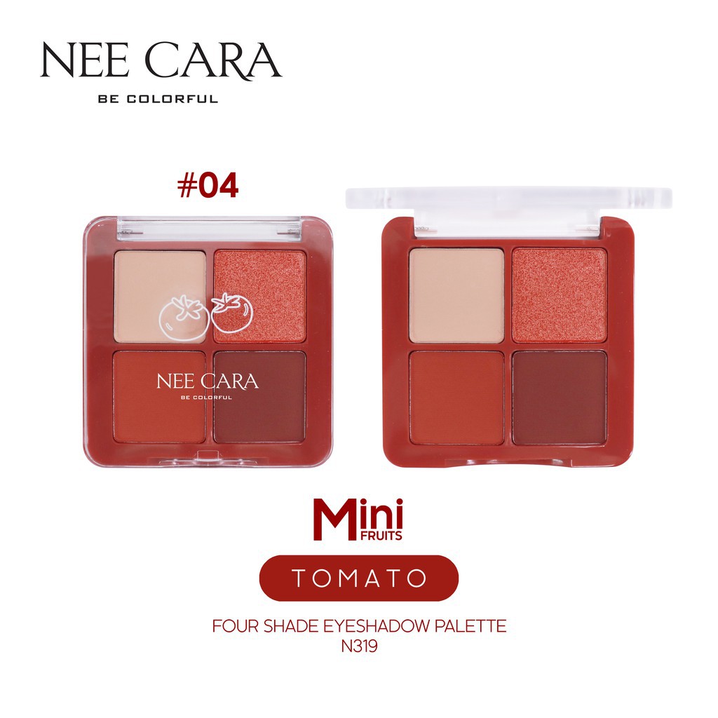 [Auth Thái] Bảng Phấn Mắt Nee Cara Tông Đỏ Cam - Bảng Màu Mắt Tông Đỏ Đất - Nee Cara Mini Fruit N319 No.4