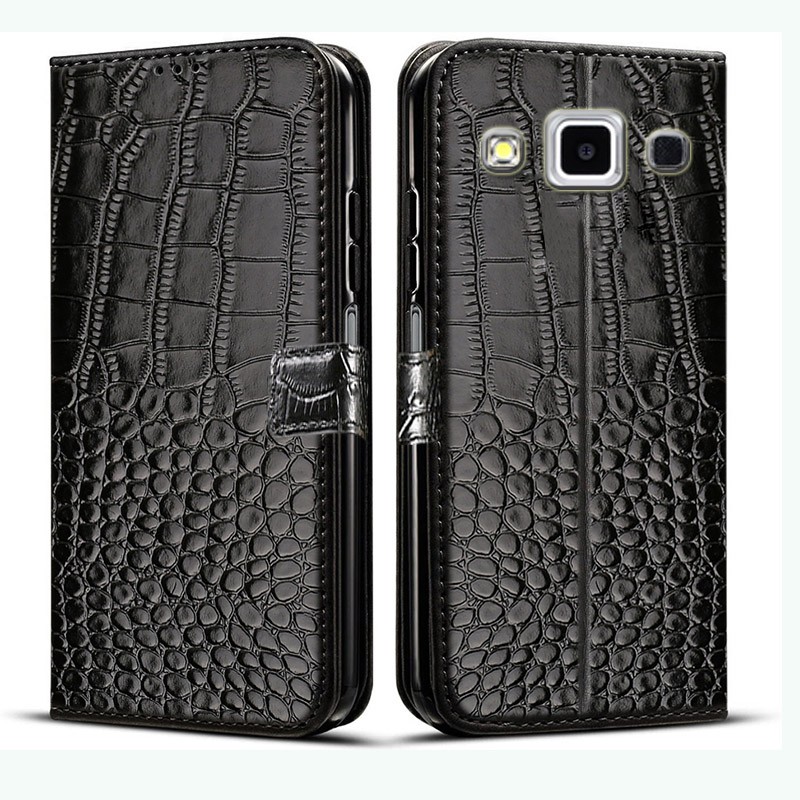 Bao da Pu họa tiết da cá sấu có ngăn đựng thẻ cho Samsung Galaxy E5 E7 A3 A5 A7 J3 J5 J7 Pro 2017