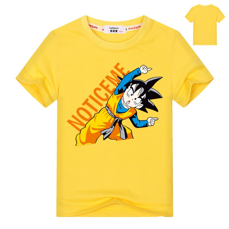 Áo thun cotton ngắn tay họa tiết Dragon Ball Z Goku thời trang mùa hè cho bé trai