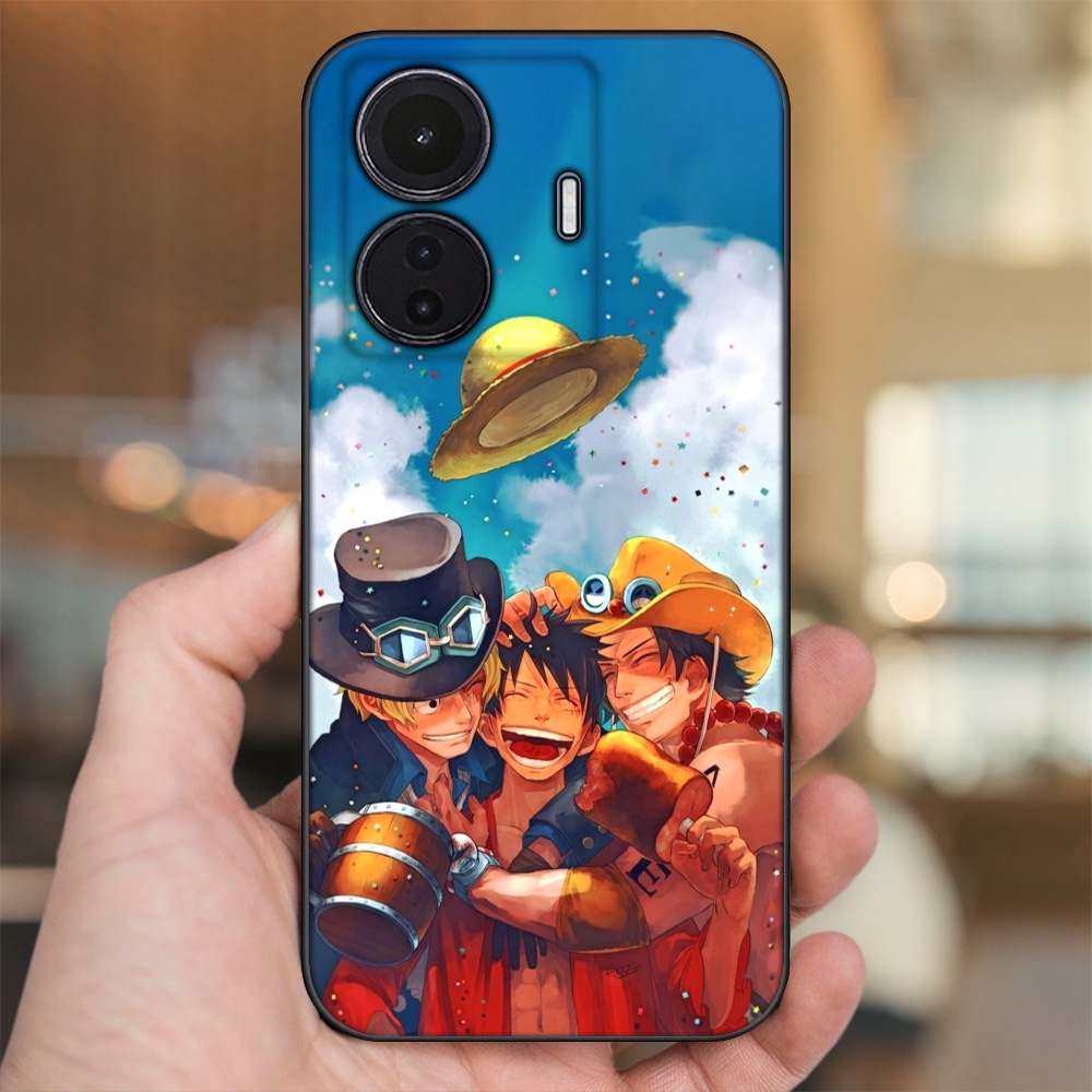 Ốp lưng Vivo T1 5G viền đen in hình Ace One Piece