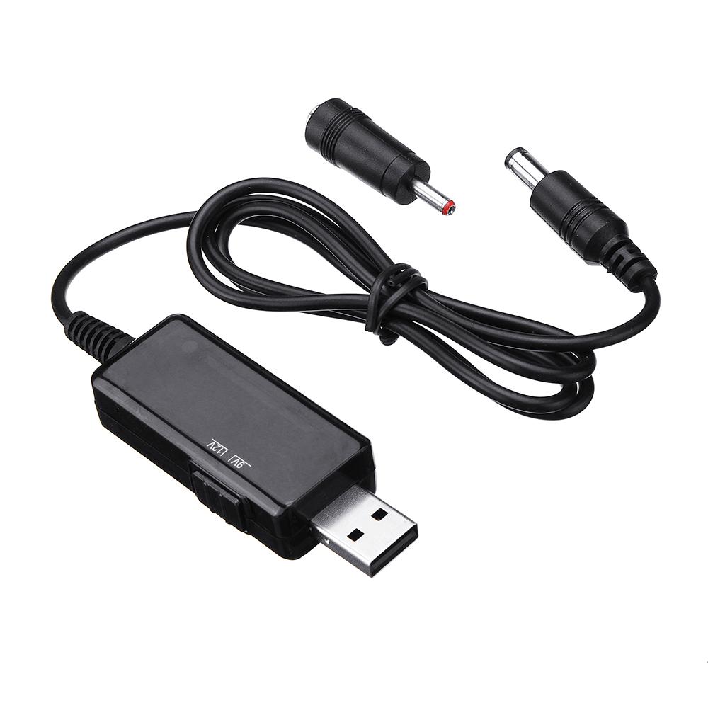 Bộ dây cáp chuyển đổi tăng áp DC 5.5/3.5mm 5V sang 9/12V với giao diện USB tiện dụng