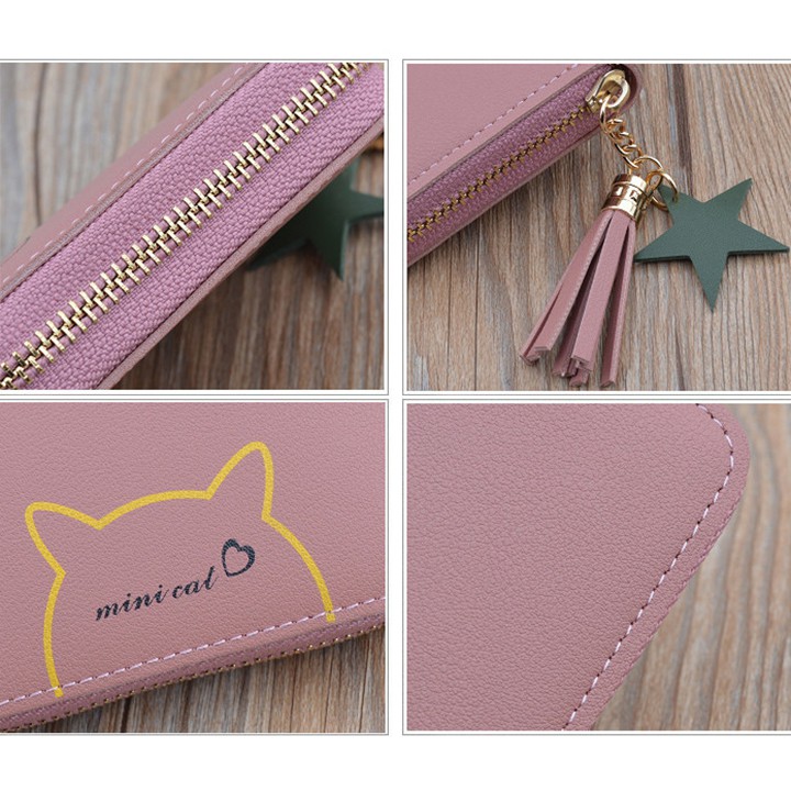 Ví tiền -Bóp tiền mini in hình mèo hồng dễ thương kiểu dáng nhỏ xinh SIÊU HOT