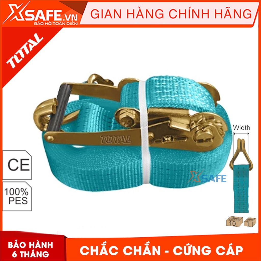 Dây cảo chằng hàng TOTAL 2-5 tấn Dây đai tăng đơ chất liệu PES siêu bền chắc, móc đôi J tăng đơ dễ dàng đa năng