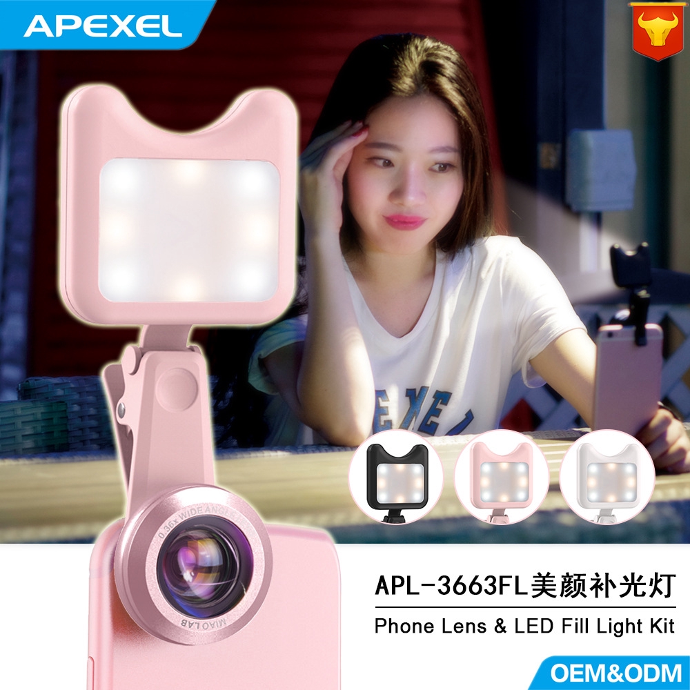 Lens Mở Rộng Góc Chụp Kẹp Điện Thoại Góc Rộng + Đèn Hỗ Trợ Chụp Ảnh Selfie