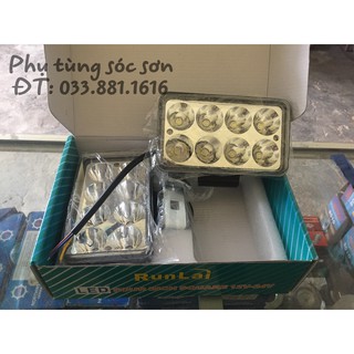 02 chiếc đèn led trợ sáng Runlai 8 mắt ánh sáng trắng 12v-24v-24w