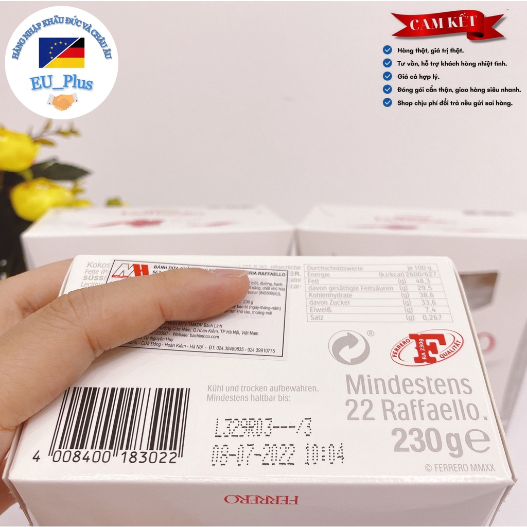 [Mã 254FMCGSALE giảm 8% đơn 500K] Dừa Đức Raffaello 230g - Hàng mới về siêu ngon