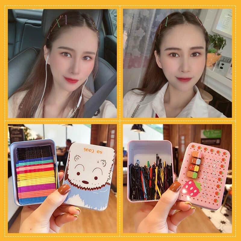 Ghim kẹp tóc nhiều màu có hộp đựng xinh
