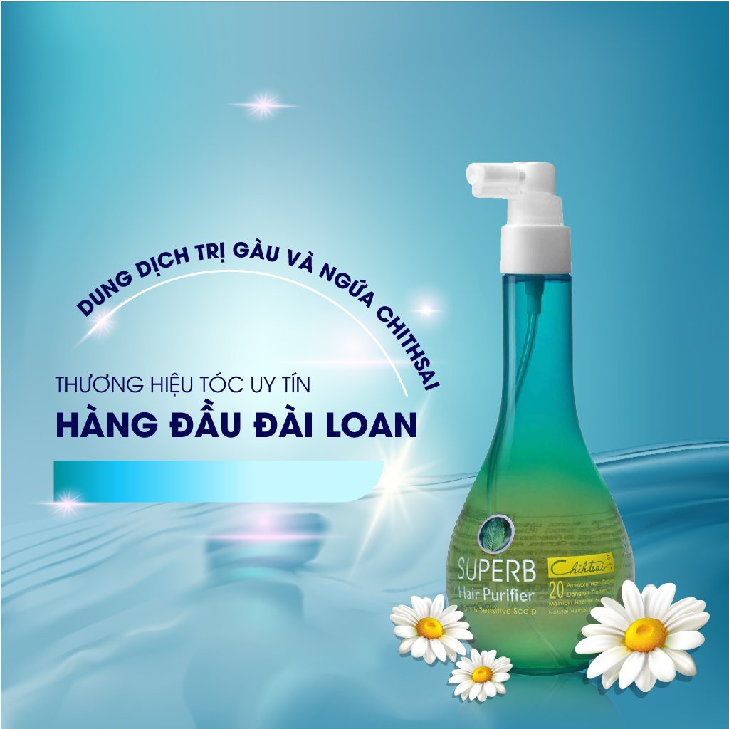 Tinh Dầu Làm Sạch Gàu Ngứa Chihtsai, Liệu Pháp Cho Da Đầu Chiết Xuất Từ Cúc La Mã No.20 Superb Hair Purifier 250ml F41