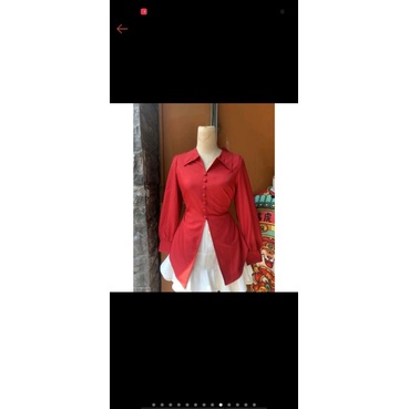 Áo lụa satin tiêu thư  cổ sơmi tay dài phồng  đính cúc cột eo lưng  dáng ôm thời trang nữ | BigBuy360 - bigbuy360.vn