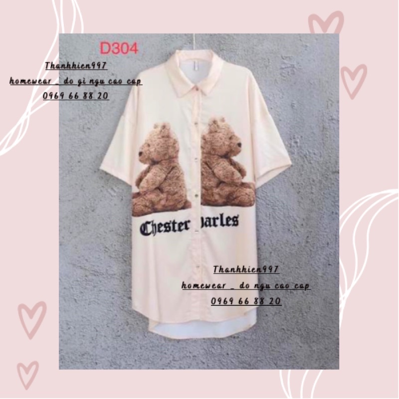 Váy ngủ sơmi công chúa ch.anel hồng lụa satin cao cấp quảng châu