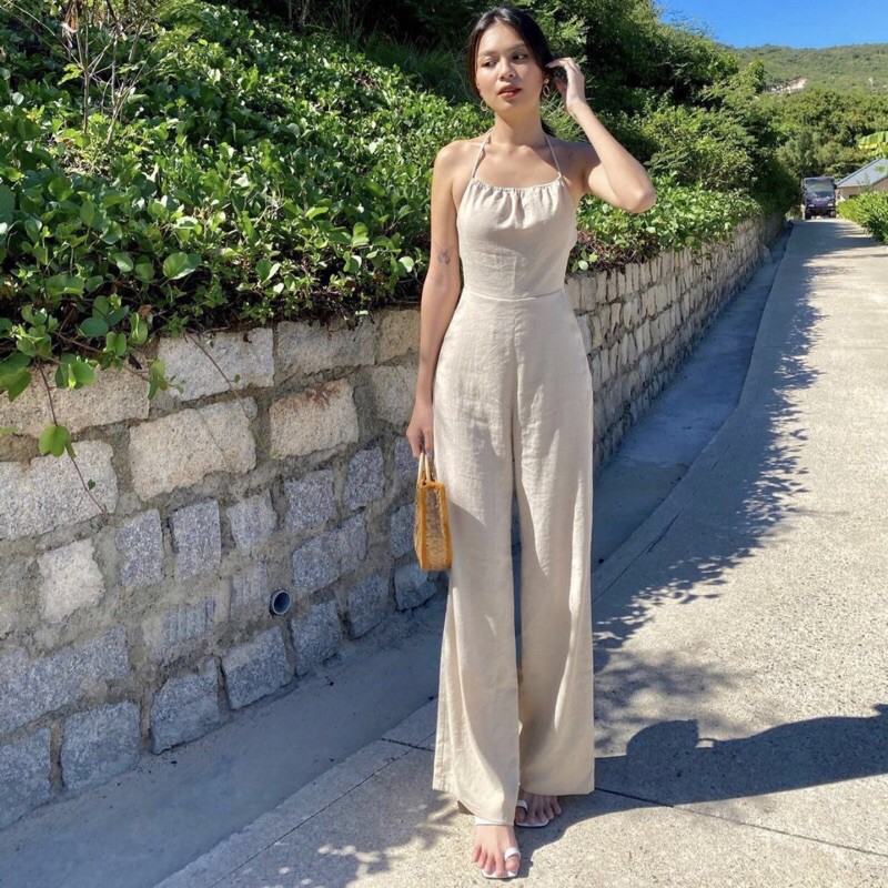 Jumsuit yếm cột lưng