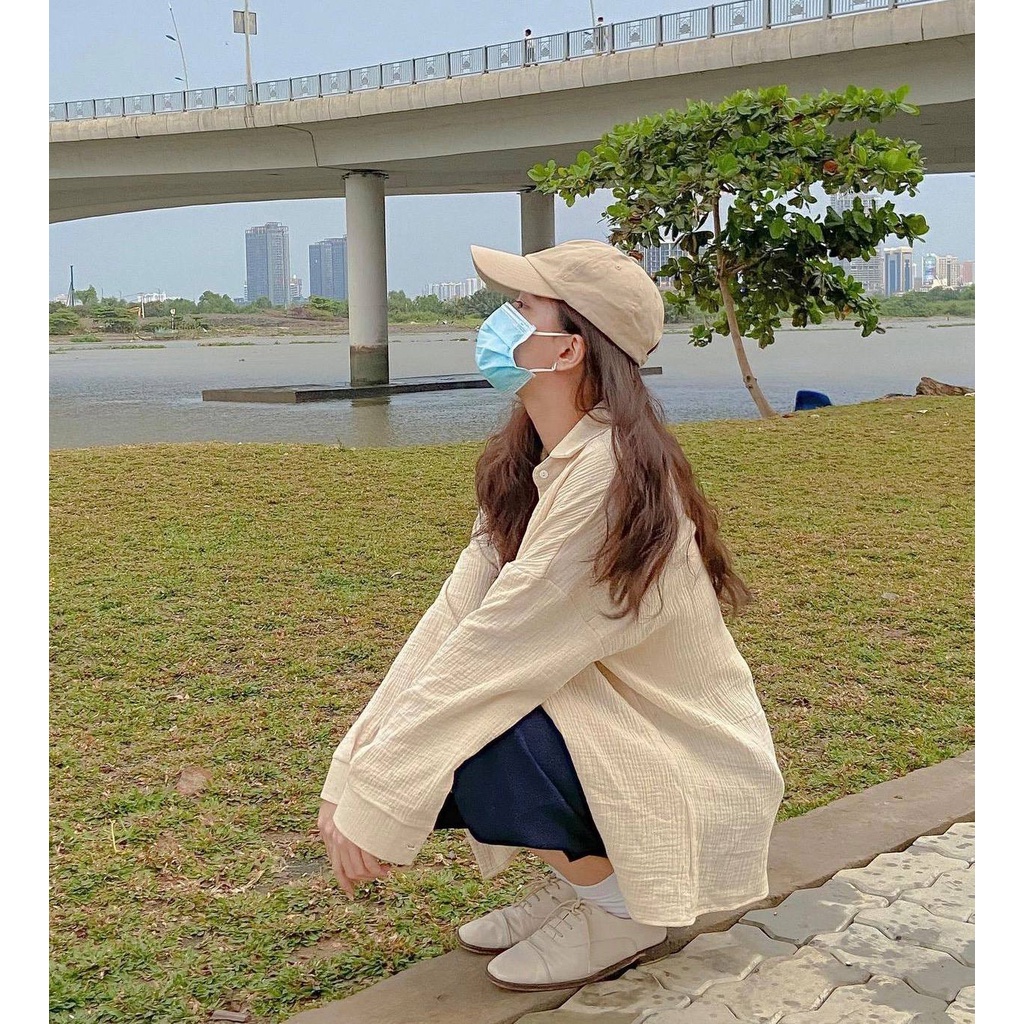[Ảnh Thật] Áo sơ mi nữ dài tay rộng chất đũi nhiều màu Trắng, Be, Xanh, Hồng, Freesize đũi xước Hàn Quốc Mềm - Mịn – Mát
