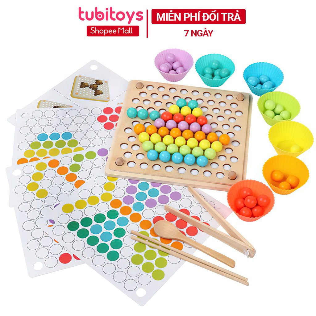 Đồ chơi thông minh Montessori TUBITOYS bộ gắp hạt kèm bát phát triển tư duy sáng tạo khéo léo tỉ mỉ