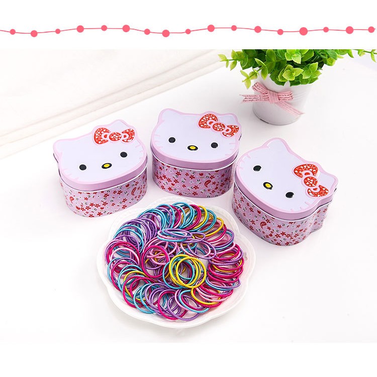 Hộp 100 dây buộc tóc Hello Kitty tiện lợi cho bé yêu