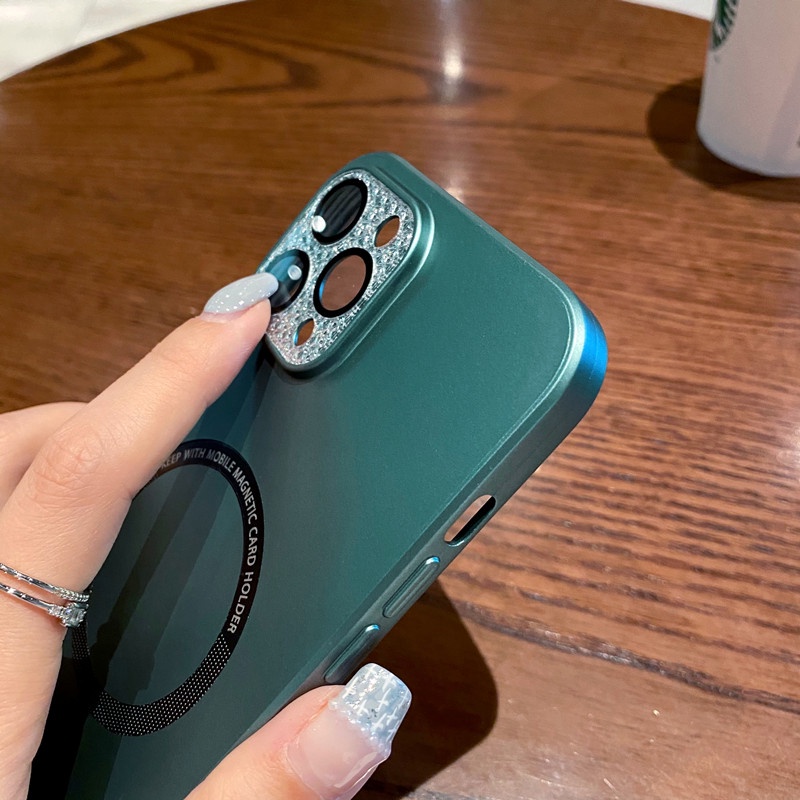 Ốp Điện Thoại Nhựa Cứng Kim Tuyến Có Tấm Phim Bảo Vệ Camera Cho iPhone 12 13 Pro Max