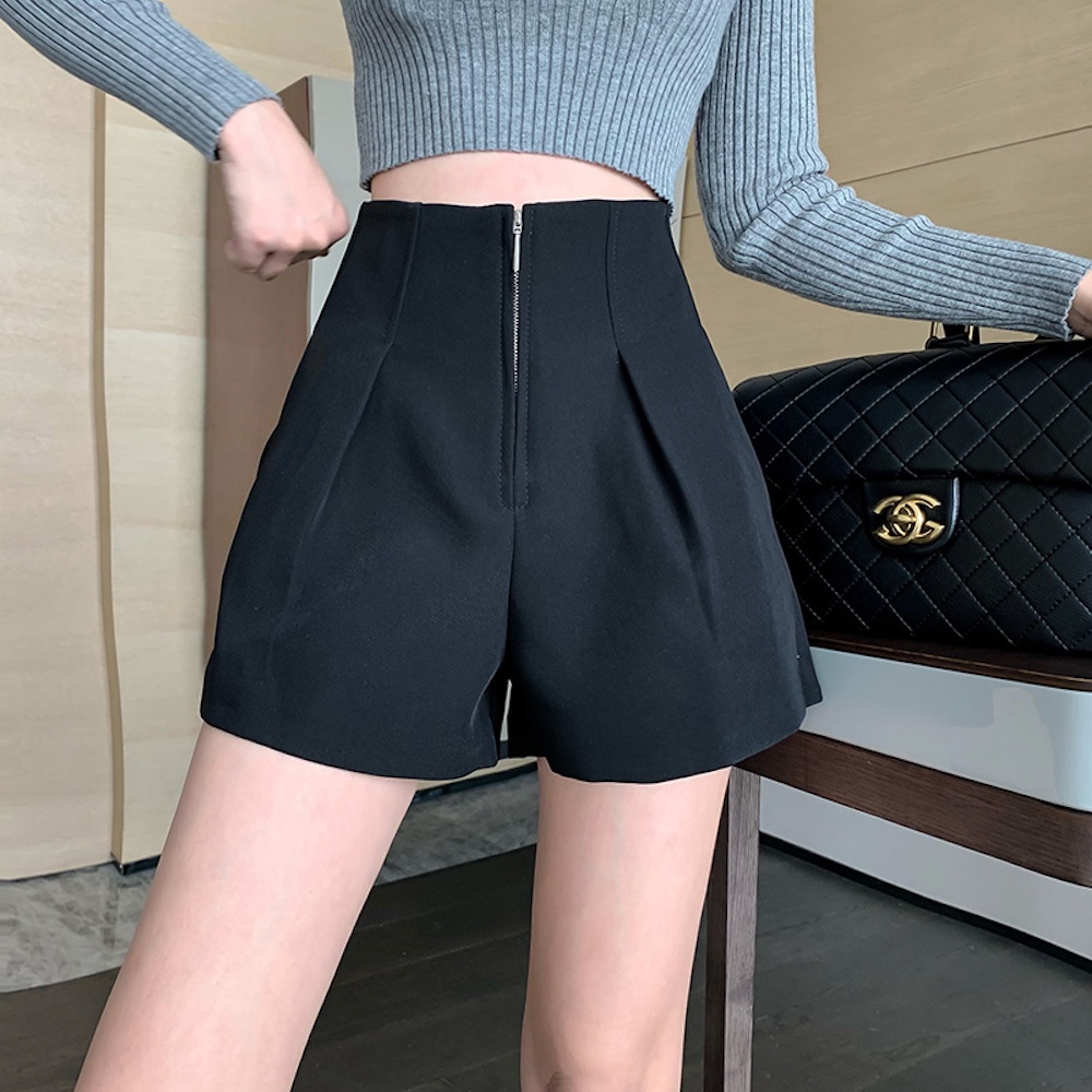 Quần short nữ cạp liền, khoá trước, quần đùi lưng cao, ôm eo siêu tôn dáng, chất vải tuyết mưa cao cấp