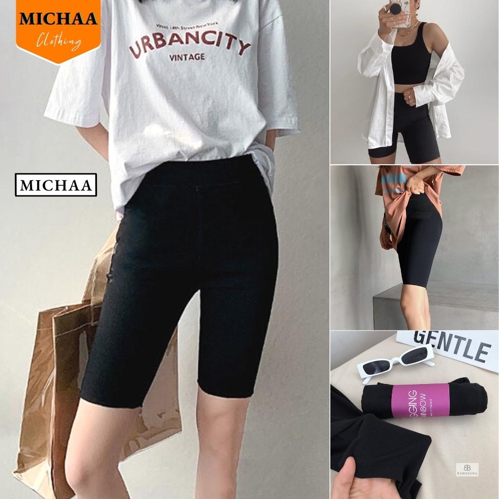 Quần LEGGING Nữ Lửng Chất Thun Thái, Quần Legging Đùi Cạp Cao Dáng Ôm Mặc Tập Gym Yoga Freesize - MICHAA | BigBuy360 - bigbuy360.vn