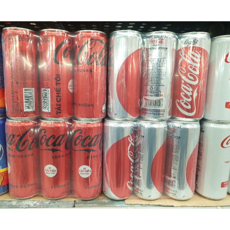 (Lốc 6 lon) Nước ngọt Coca Zero (Lon 320ml)