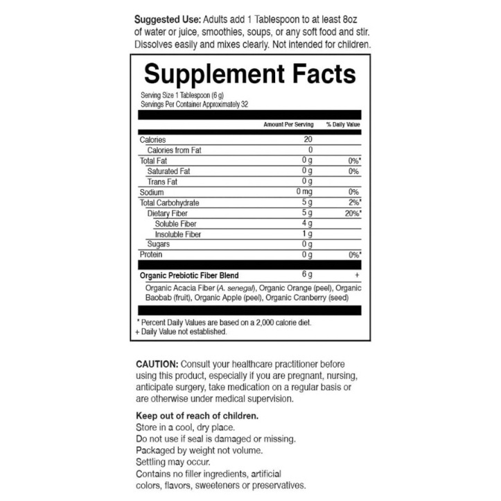 Bột bs chất xơ hữu cơ hoà tan + ko hoa tan Garden of Life Dr Formulated Organic Fiber 192gr USA